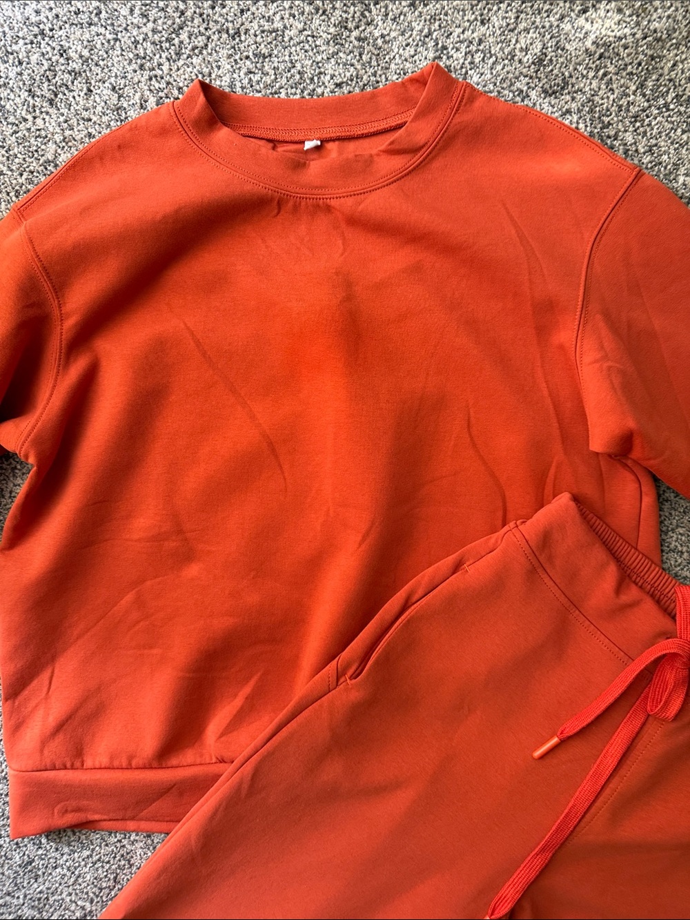 Women's Drawstring Track Pants and Pullover Sweat Set - Orange - Picture 3 of 7
